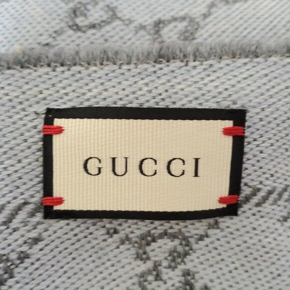 GUCCI - Light Blue Gray Wool Scarf 243-040425 - Picture 3 of 5